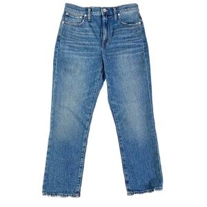 Madewell High Rise Slim Crop Boy Jeans Womens 28 (30x26) Blue Distressed NEW